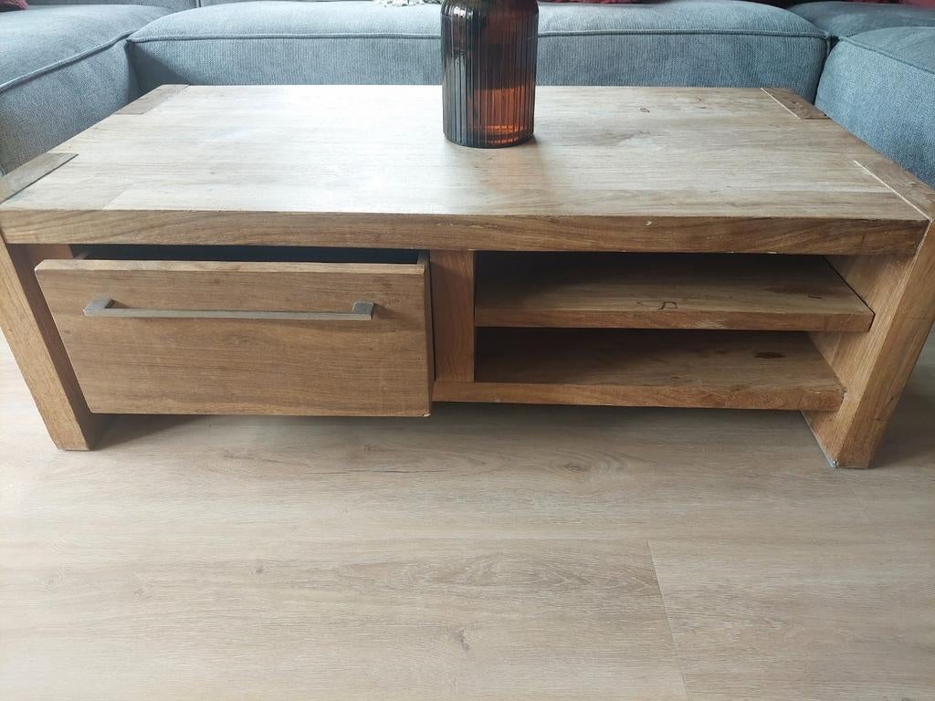 Salontafel acaciahout, Ophalen, Gebruikt, 100 tot 150 cm, 50 tot 100 cm