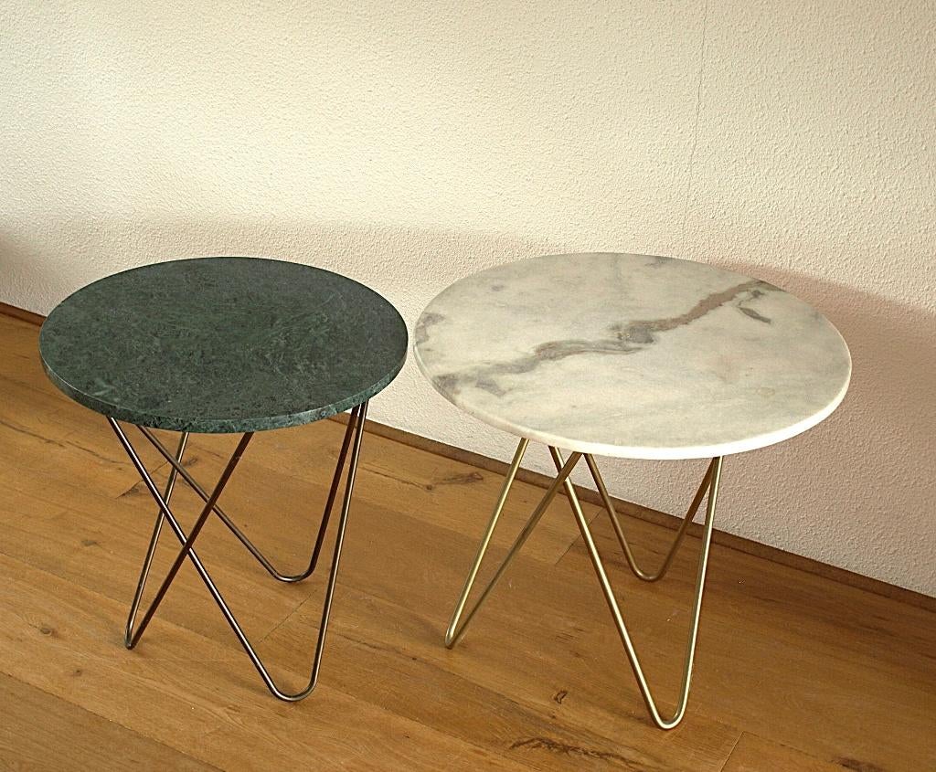 2 design Salontafeltjes met echt marmer, Huis en Inrichting, Ophalen, 50 tot 100 cm, Overige materialen, Rond