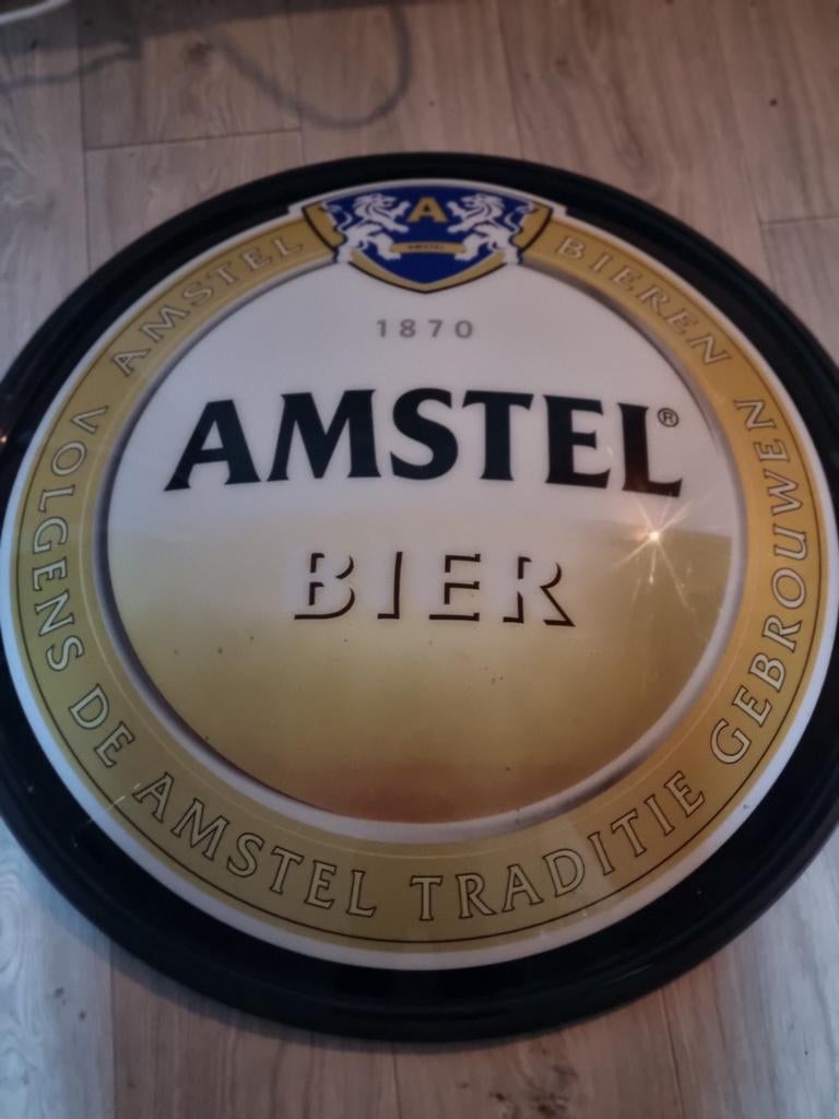 Amstel lichtbak kap  schaal bord, Verzamelen, Ophalen, Reclamebord, Plaat of Schild, Amstel