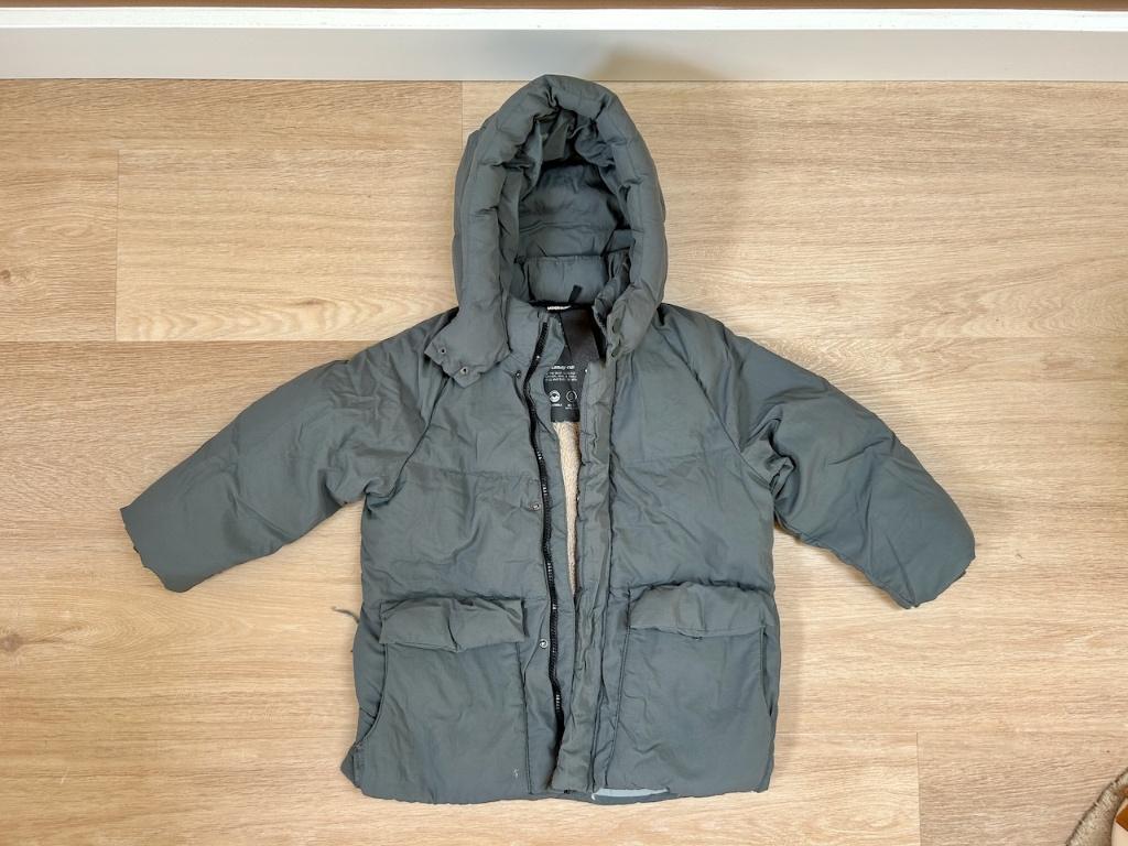 Winterjas met donsveren, Zara, donkergroen, maat 116, Kinderen en Baby's, Kinderkleding | Maat 116, Gebruikt, Jongen of Meisje