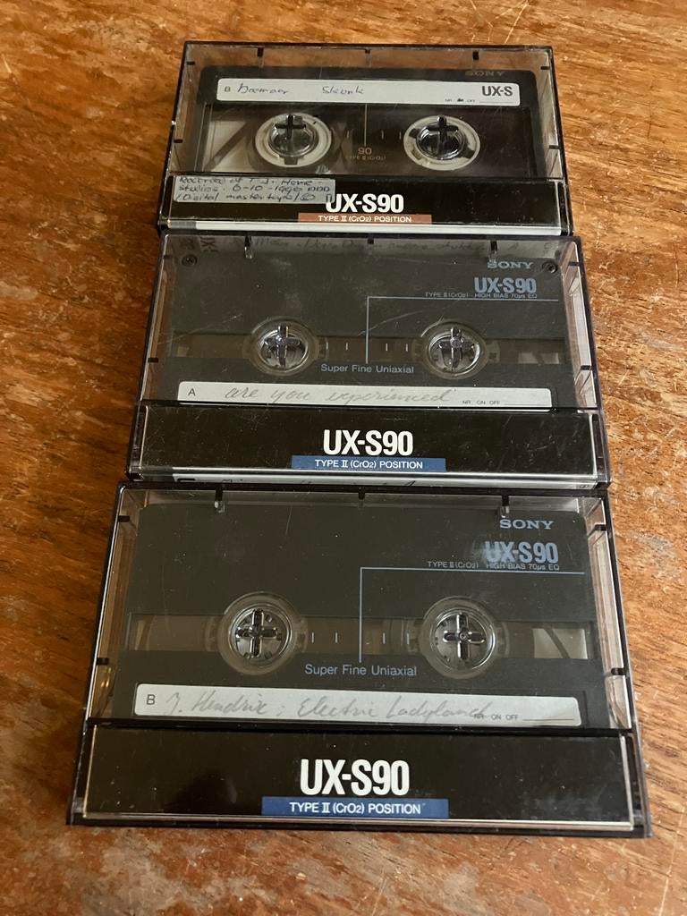 3 Sony UX-S 90 1988 (Japan) Type II High - Chrome Cassettes, Cd's en Dvd's, Cassettebandjes, Gebruikt, 2 t/m 25 bandjes, Overige genres