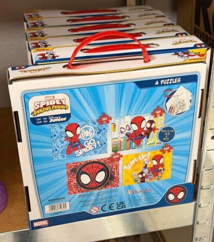 Disney Junior Marvel Spidey + his Amazing Friends 4 PUZZELS, 10 tot 50 stukjes, Nieuw, Ophalen of Verzenden, H