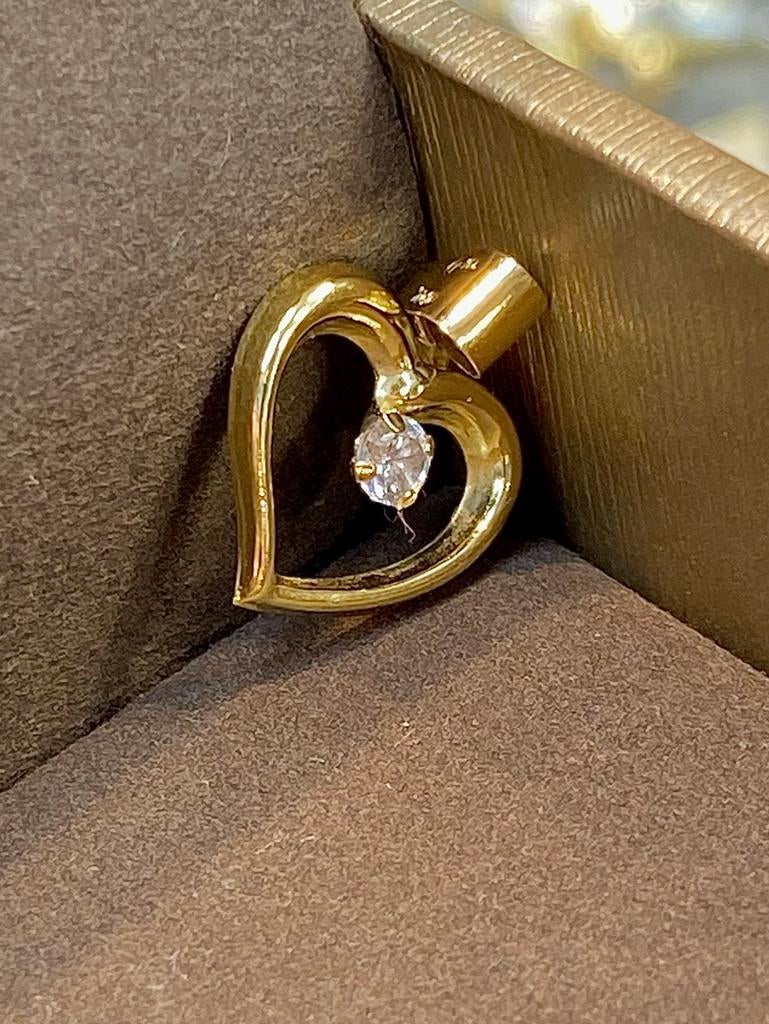 14k Gouden Hart Kettinghanger, Ophalen of Verzenden, Nieuw, Goud, Met edelsteen