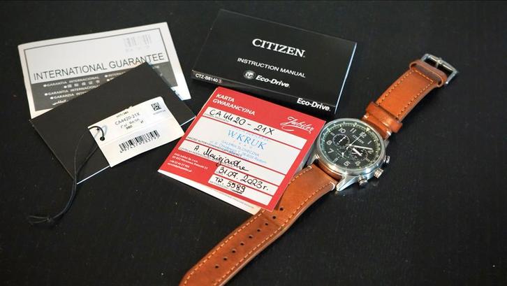 Citizen CA4420-21X Eco-Drive Chronograaf - Groen, Sieraden, Tassen en Uiterlijk, Horloges | Heren, Zo goed als nieuw, Polshorloge