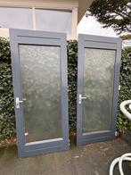 2x Hardhouten Buitendeur met Beveiligingsglas, Gebruikt, 80 tot 100 cm, Ophalen of Verzenden, Buitendeur