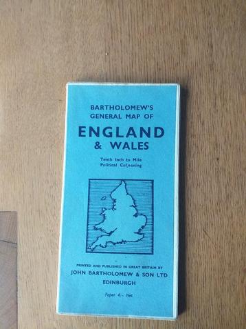 Oude kaart van Engeland & Wales - Bartholomew's beschikbaar voor biedingen