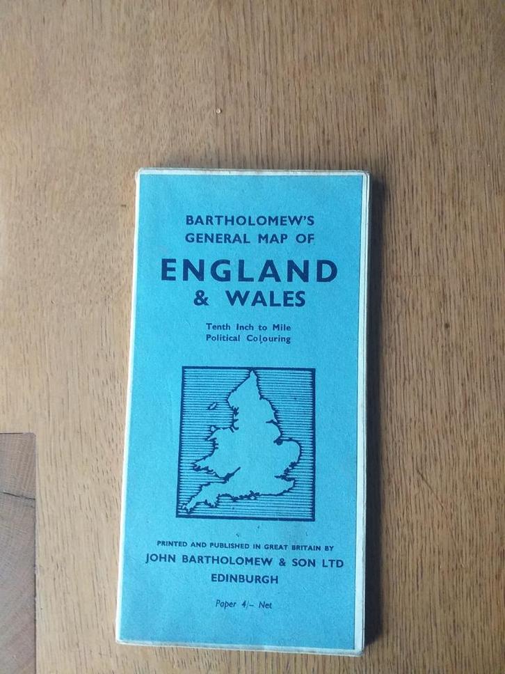 Oude kaart van Engeland & Wales - Bartholomew's, Boeken, Atlassen en Landkaarten, Gelezen, Landkaart, Verenigd Koninkrijk, 1800 tot 2000