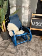 Vintage schommelstoel, blauwe stoel, relax stoel,, Ophalen of Verzenden