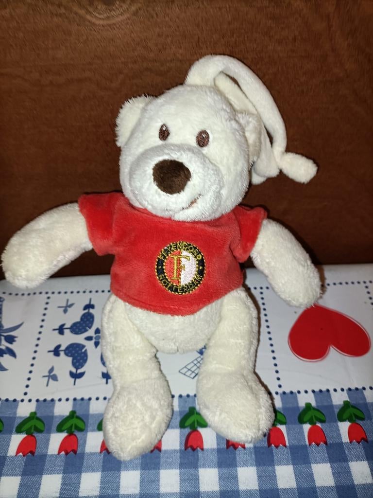 Feyenoord beer knuffel met slaapliedje 20 cm groot, Ophalen of Verzenden, Zo goed als nieuw, Beer