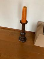 Houten Kandelaar met Kaars, Huis en Inrichting, Ophalen, Gebruikt, Kandelaar, Hout