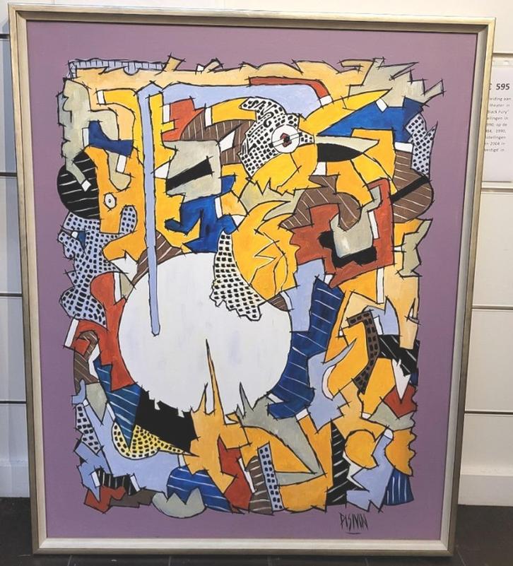 Pierre PISIVIN, abstracte compositie 3, Antiek en Kunst, Kunst | Schilderijen | Abstract, Ophalen