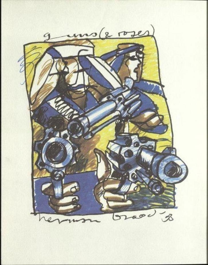 Herman Brood litho  Guns and Roses, Antiek en Kunst, Kunst | Litho's en Zeefdrukken, Ophalen of Verzenden