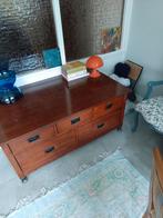 Grote houten ladenkast op wieltjes., Ophalen, Gebruikt, 25 tot 50 cm, 100 tot 150 cm