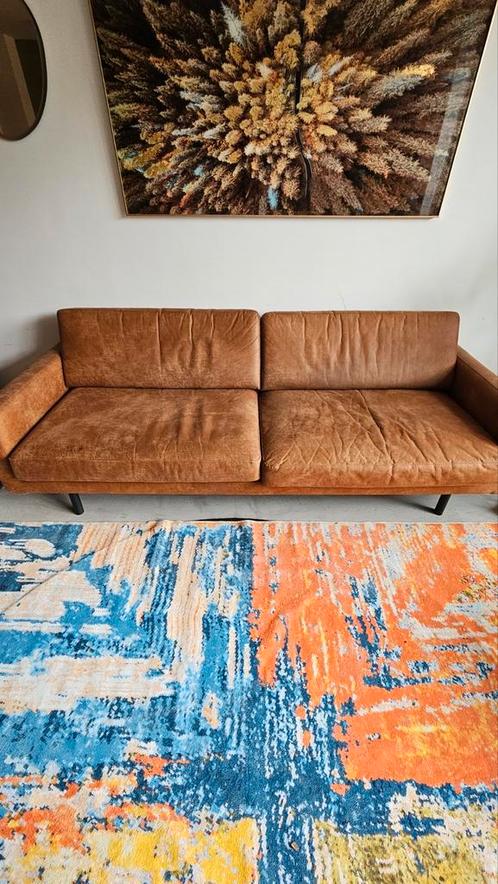 3/4 zitsbank cognac kleur, Huis en Inrichting, Banken | Complete zithoeken, Zo goed als nieuw, Overige materialen, Ophalen
