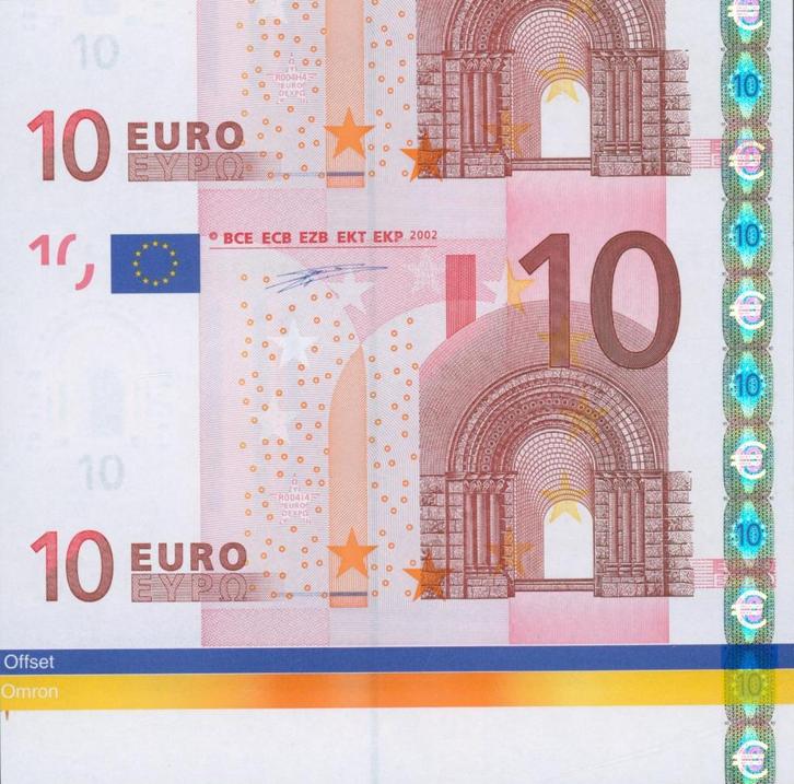 Anderhalf 10 euro biljet uit compleet vel van 54 biljetten, Postzegels en Munten, Bankbiljetten | Europa | Eurobiljetten, Los biljet
