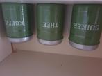 Vintage koffie thee suikerbus, groen emaille, Antiek en Kunst, Antiek | Emaille, Ophalen