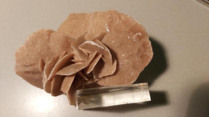 FM19 Woestijnroosje op sokkel Marokko #collectie#verzameling, Verzamelen, Mineralen en Fossielen, Mineraal, Ophalen of Verzenden