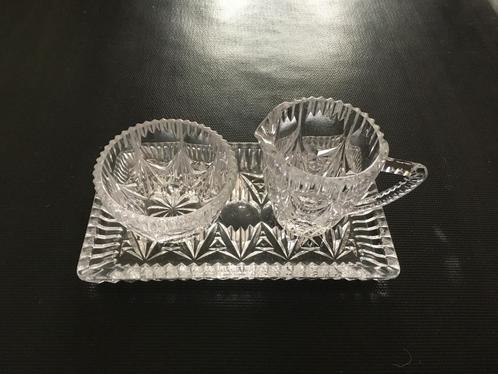 3-delig glazen set fifties melk suiker tablet glas vintage, Verzamelen, Retro, Huis en Inrichting, Ophalen of Verzenden