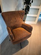 Een mooie roodbruine fauteuil van veloursstof met draaipoot., Ophalen, Gebruikt, 75 tot 100 cm, 75 tot 100 cm