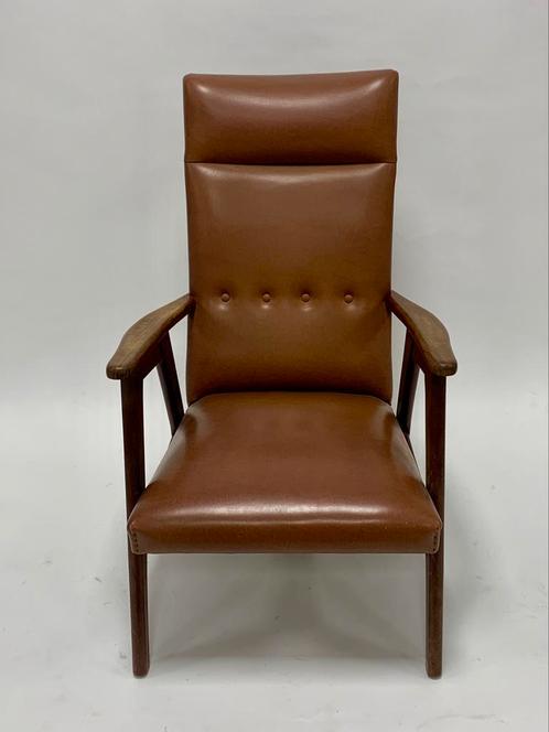 Vintage fauteuil, Huis en Inrichting, Fauteuils, Gebruikt, Hout, Overige materialen, 50 tot 75 cm, 75 tot 100 cm, Ophalen