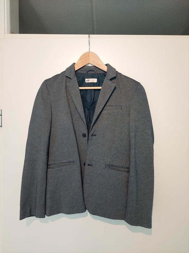 H&M Colbert Blauw/Grijs Maat 158, Kleding | Heren, Kostuums en Colberts, Zo goed als nieuw, Overige maten, Blauw, Ophalen of Verzenden