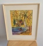 vintage batik/zijde schilderij, Antiek en Kunst, Kunst | Niet-Westerse kunst, Ophalen of Verzenden