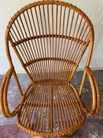 Vintage Rotan Fauteuil / stoel, Ophalen, Gebruikt, 50 tot 75 cm, Riet of Rotan