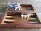 Mooi ingelegd Backgammon schaakspel in klein houten kistje, Ophalen of Verzenden, Zo goed als nieuw