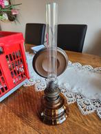 Antieke Petroleumlamp Bruin Glas, Antiek en Kunst, Antiek | Lampen, Ophalen of Verzenden
