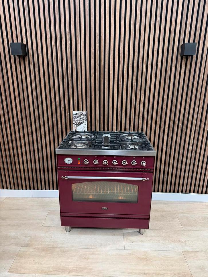Prachtige bordeaux rode Boretti Fornuis 80 cm Gratis bezorgt, Witgoed en Apparatuur, Fornuizen, Zo goed als nieuw, Vrijstaand