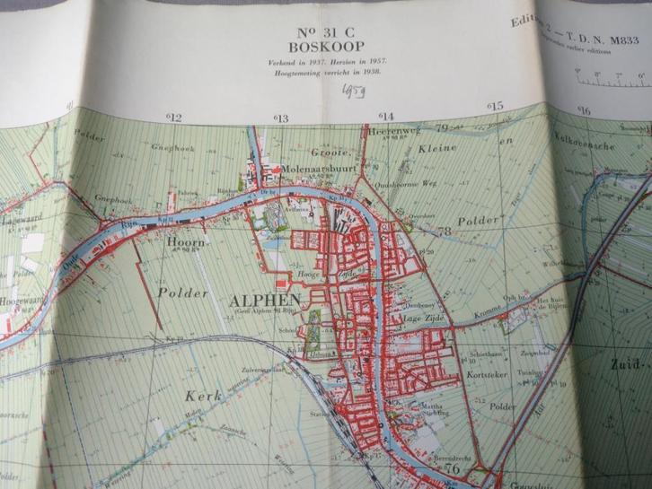 31 C Boskoop Hazerswoude Waddinxveen Alphen Plattegrond 1959, Antiek en Kunst, Kunst | Litho's en Zeefdrukken, Ophalen of Verzenden