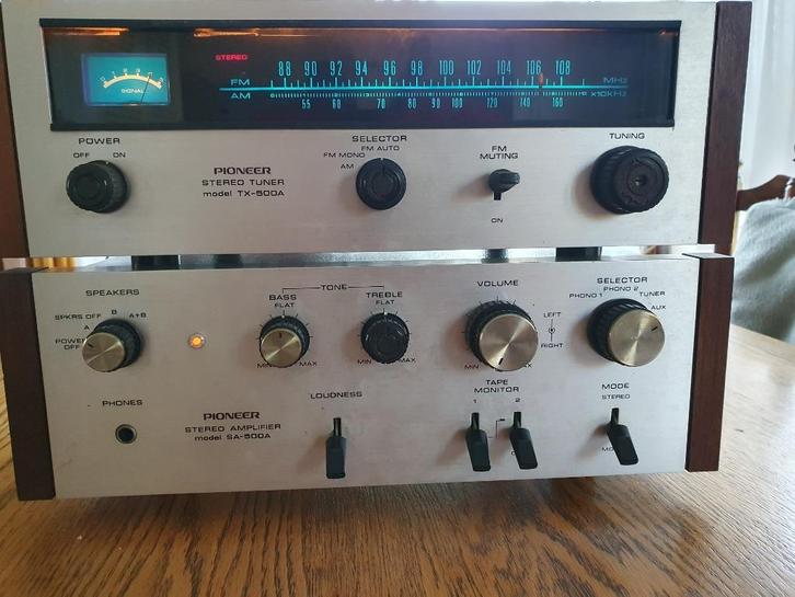 Vintage Pioneer versterker SA-500A en tuner TX-500A, Audio, Tv en Foto, Versterkers en Receivers, Gebruikt, Stereo, Minder dan 60 watt