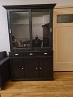 Glazenservieskast zwart twee delen, Huis en Inrichting, Kasten | Buffetkasten, Ophalen of Verzenden, 25 tot 50 cm, Minder dan 100 cm