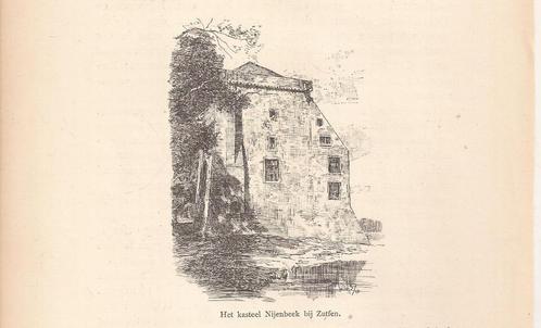 Zutphen. Kasteel Nijenbeek bij Zutfen 1893 Voorst, Antiek en Kunst, Kunst | Etsen en Gravures, Ophalen of Verzenden