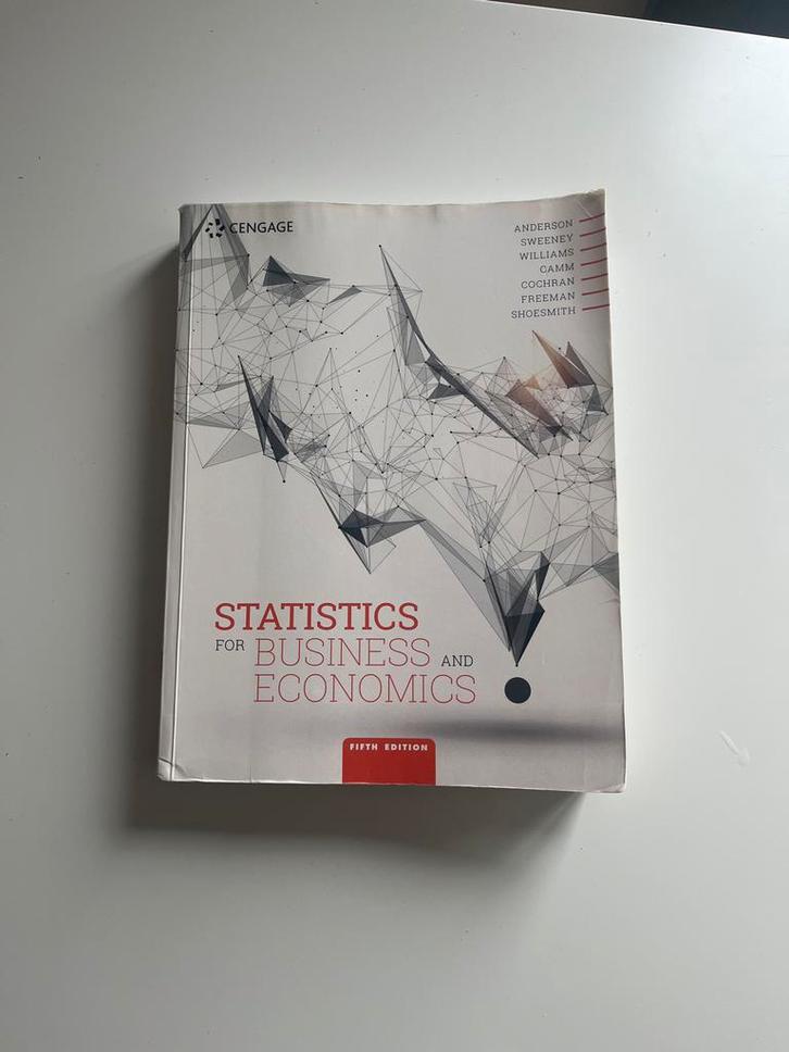 Statistics for Business & Economics - 5e editie, Boeken, Studieboeken en Cursussen, Gelezen, HBO, Beta, Ophalen of Verzenden