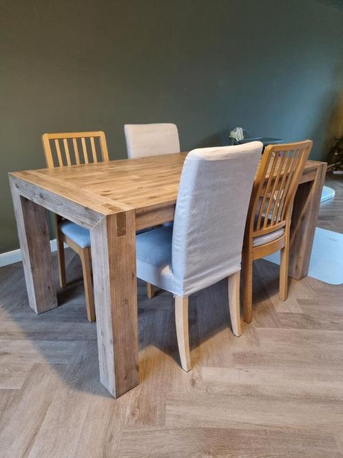 Eettafel 160x90 Bassano acaciahout, Huis en Inrichting, Complete eetkamers, Zo goed als nieuw, Ophalen