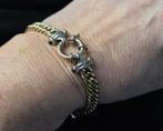 Gouden vintage bi-color gourmet armband met saffier. 2026/74, ., Ophalen of Verzenden, Zo goed als nieuw, .