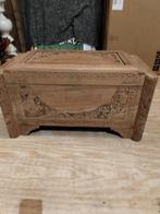 Chinese deken kist antiek hout snijwerk, Huis en Inrichting, Ophalen, Zo goed als nieuw, Minder dan 50 cm