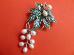 Prachtige Zilveren Tiffany Hanger/Broche - Blad met parels, Sieraden, Tassen en Uiterlijk, Overige typen, Met edelsteen, Zilver