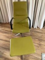 Lederen olijfgroene draaistoel met hocker. Laatste week., Ophalen, Zo goed als nieuw, 50 tot 75 cm, Leer