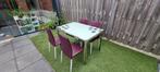 Eettafel met 4 Stoelen - Modern Design, Huis en Inrichting, Tafels | Eettafels, Ophalen, Gebruikt, 100 tot 150 cm, Glas