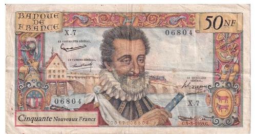 Frankrijk 50 Nouveaux Francs 1959, Postzegels en Munten, Bankbiljetten | Europa | Niet-Eurobiljetten, Los biljet, Frankrijk, Verzenden