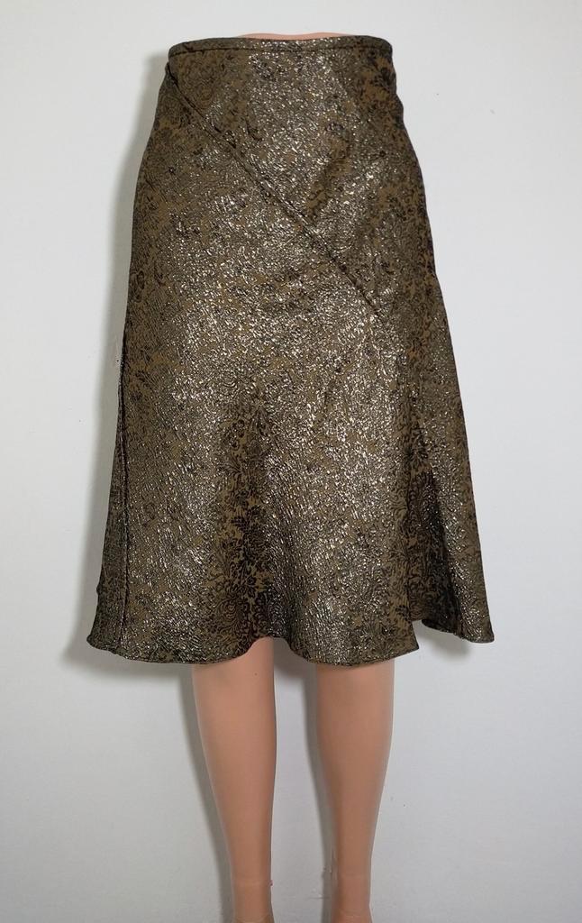 Goudkleurige metallic rok met dessin van Donna Karan, Kleding | Dames, Rokken, Zo goed als nieuw, Maat 36 (S), Overige kleuren
