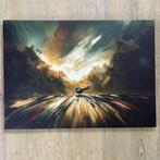 Canvas schilderij vogel abstract landschap - 70x50 cm, Nieuw, Print, Info@demuurdecoratie.nl, 9076KA