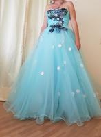 bal jurk princes dress gala bruidsjurk avondjurk assepoester, Ophalen of Verzenden, Zo goed als nieuw, Blauw, Onder de knie