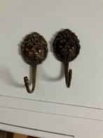 2 Koperen Leeuwenkop Kapstokken, Huis en Inrichting, Woonaccessoires | Kapstokken, Gebruikt, Wandhaken, Ophalen of Verzenden, Minder dan 100 cm
