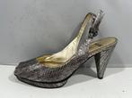 Kennel und Schmenger, maat 38.5 Zilver kleur peeptoe pumps, Overige kleuren, Verzenden, Sandalen of Muiltjes, Zo goed als nieuw