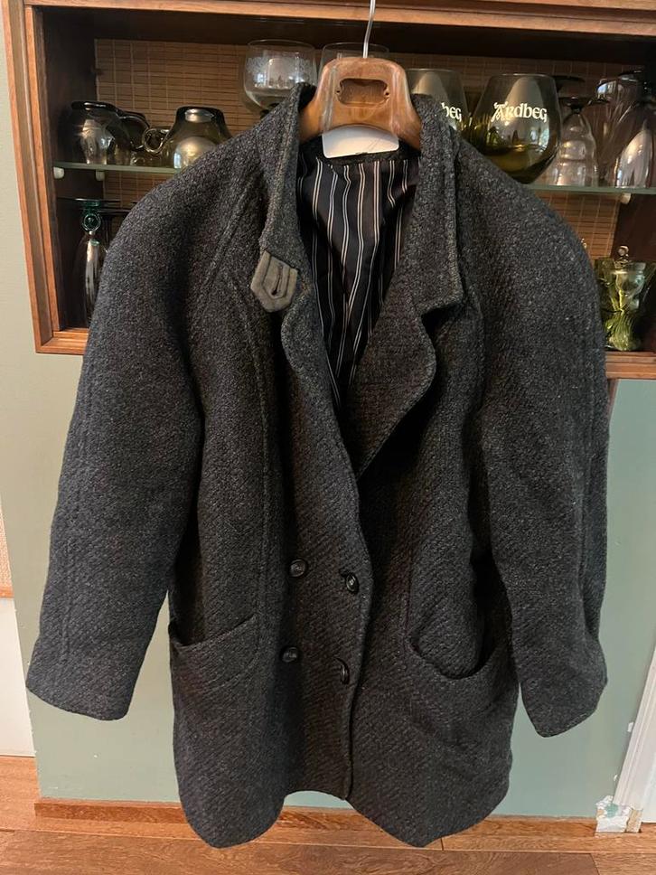Wollen Jas - Maat L - Grijs, Kleding | Heren, Jassen | Winter, Gedragen, Grijs, Ophalen of Verzenden