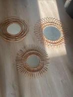 Set van 3 spiegels met riet/hout decoratie, Ophalen, Zo goed als nieuw, Minder dan 50 cm, Minder dan 100 cm
