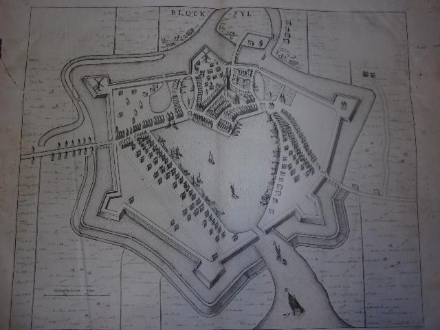 Blokzijl "Blockzyl" Plattegrond Joan Blaeu 1649, Antiek en Kunst, Kunst | Etsen en Gravures, Ophalen of Verzenden